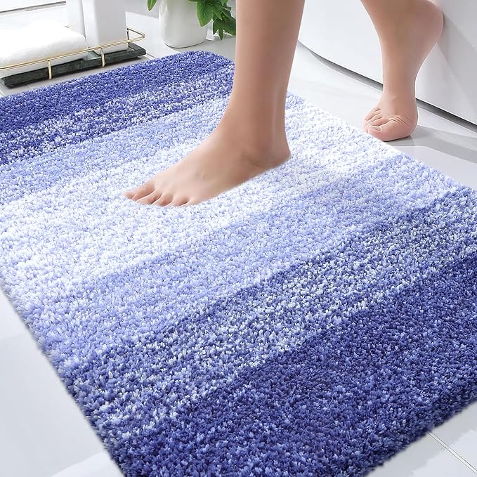 OLANLY Bathroom Rugs Mat 30x20, Extra Soft Absorbent Microfiber Bath Rugs, Rubber Backing, Quick Dry, Machine Washable Bath Mats for Bathroom Floor, Tub and Shower, Home Decor Accessories, Blue-Violet