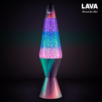 Lava® Lamp - 14.5" Polar Glimmer - The Original Motion Light - Silver Glitter, Multicolor Base and Globe - Item #2048 (Amazon Exclusive)