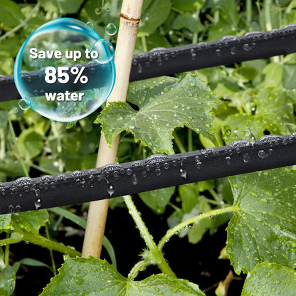Soaker Hose 50FT for Garden Beds - 3/4" Heavy Duty Double Layer Drip Irrigation Hose, Save 85% Water, Linkable Flat Soaker Hose for Lawn Flower Bed Vegetable Field Effective Watering
