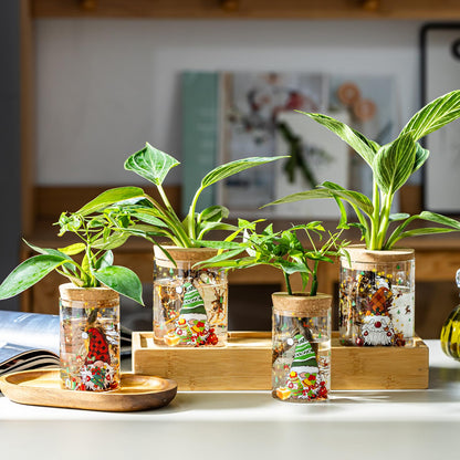 Christmas Vase, Christmas Themed Propagation Stations, Glass Propagation Vases for Plants, Cuttings, Desktop Planter Vase for Home & Office Decor, Set of 6 (3 Large & 3 Small)