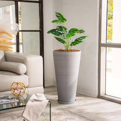 XBrand 28-Inch Tall Tapered Indoor and Outdoor, Gray Planter
