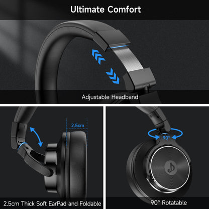 Rumoon Wired Headphones Over Ear, Studio Monitor & Mixing DJ Headphones with 50mm Neodymium Drivers and 1/4 to 3.5mm Jack for Guitar AMP Podcast Piano Keyboard (Black)