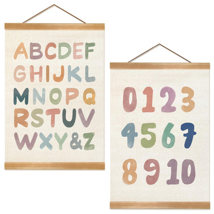 ZTGDA Alphabet Numbers Posters Set of 2, Alphabet Numbers Wall Art Poster, ABC Banner Poster, Number Banner Wall Hanging Decor for Toddler Room Playroom Nursery Wall Classroom Decor (12x16inch 123)
