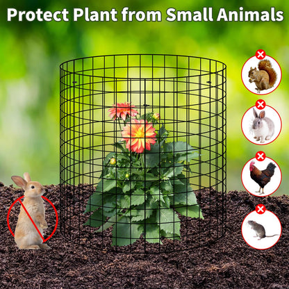 30Pcs Plant Protector from Animals, 10 Pack Metal Wire Plant Cages for Garden, 13" H x 16" D Plant Protection Cage with Ground Stakes for Tomatoes, Vegetables, Flowers Rabbit & Squirrel Barrier