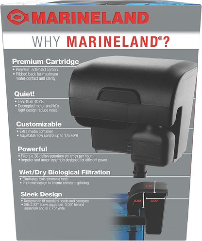 Marineland Penguin PRO 175 Power Filter, Multi-Stage Aquarium Filtration for Up to 30 Gallons