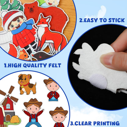 Windkream 16 Pack Felt Board Fairy Story Set Flannel Boards Precut Felts Pieces Fairy Tales Sets for Preschool Activity Included Three Little Pigs, Little Red Riding Hood, Hare and Tortoise