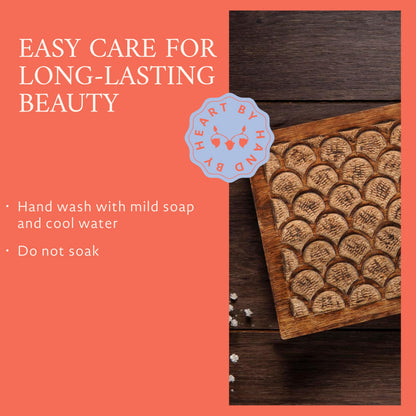 Mela Artisans 10.5” x 7.5” x 4” Mango Wood Box with Lid – Carved Scallop Medium Burnt – Handcrafted Wooden Keepsake Box – Extra Large Decorative Storage for Jewelry, Memory & Home Décor Accents