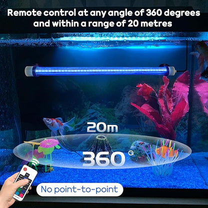 Submersible Aquarium Light for Fish Tank: Full Spectrum Underwater Fish Tank Light with Dimming 8 Colors - COB LED Aquarium Lights with Remote and Suction for 7.8 Inch Saltwater Freshwater Tanks
