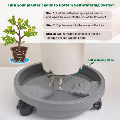 ORIMERC 3 Pack Plant Caddy with Wheels Heavy Duty 12 inch Plant Saucer Self-watering Design, Movable Wheeled Round Planter Stand Coaster Trolley, Flower Pot Dolly Rack Tray on Rolling Caster Roller Indoor Outdoor