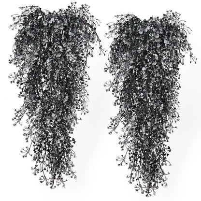 RECUTMS Artificial Hanging Plants 4 Pcs Fake Ferns Artificial Plants Large Faux Hanging Plant Wall Plants Fake Ivy Room Home Garden Wedding Halloween Party Indoor Outdoor Decor(Black White)