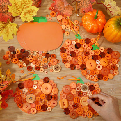 CraftyDream 12 Set Fall Pumpkin Craft Kit Buttons Fall Halloween Ornament Autumn Craft Hanging Decoration for Autumn Party Favor DIY Home Activities