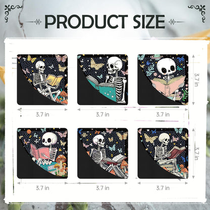 INCOK Skull Diamond Art Bookmarks - 6 Pcs DIY Diamond Painting Corner Bookmarks Kits Double Side Art Craft Supplies Birthday The Day of Dead Gift for Adults Beginners Book Lovers Skull Lovers Mexicans