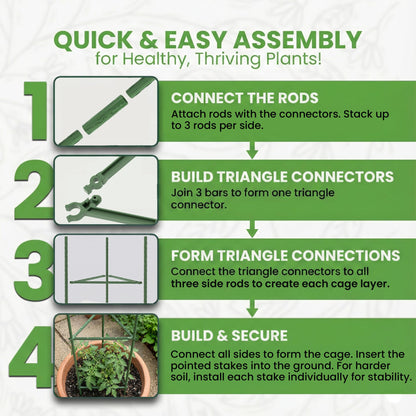 Tomato Cage - Large Trellis Stakes and Plant Support Structures for Vegetables and Climbing Plants - Tall Tomato Cages for Garden, Pots, Raised Garden Bed Outdoor Supplies (3 Pack - Up to 48")