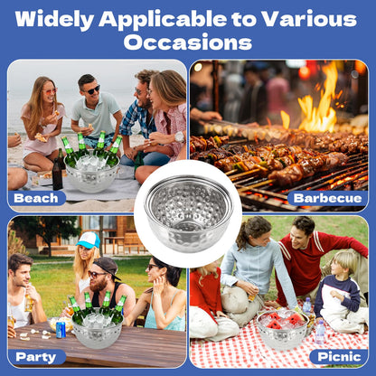 3 Pack Ice Bucket 4.6/6/7.5L Stainless Steel Beverage Tub with 2 Scoop Leak-Proof Wine Bucket Large Metal Ice Buckets for Parties Champagne Bucket for Cocktails Beer Juice, Dishwasher Safe