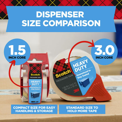 Scotch Heavy Duty Shipping Packing Tape, Clear, Shipping and Packaging Supplies, 1.88 in. x 54.6 yd., 6 Tape Rolls