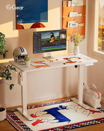 ErGear Height Adjustable Electric Standing Desk, 44 x 24 Inches Sit Stand up Desk, Memory Computer Home Office Desk, White
