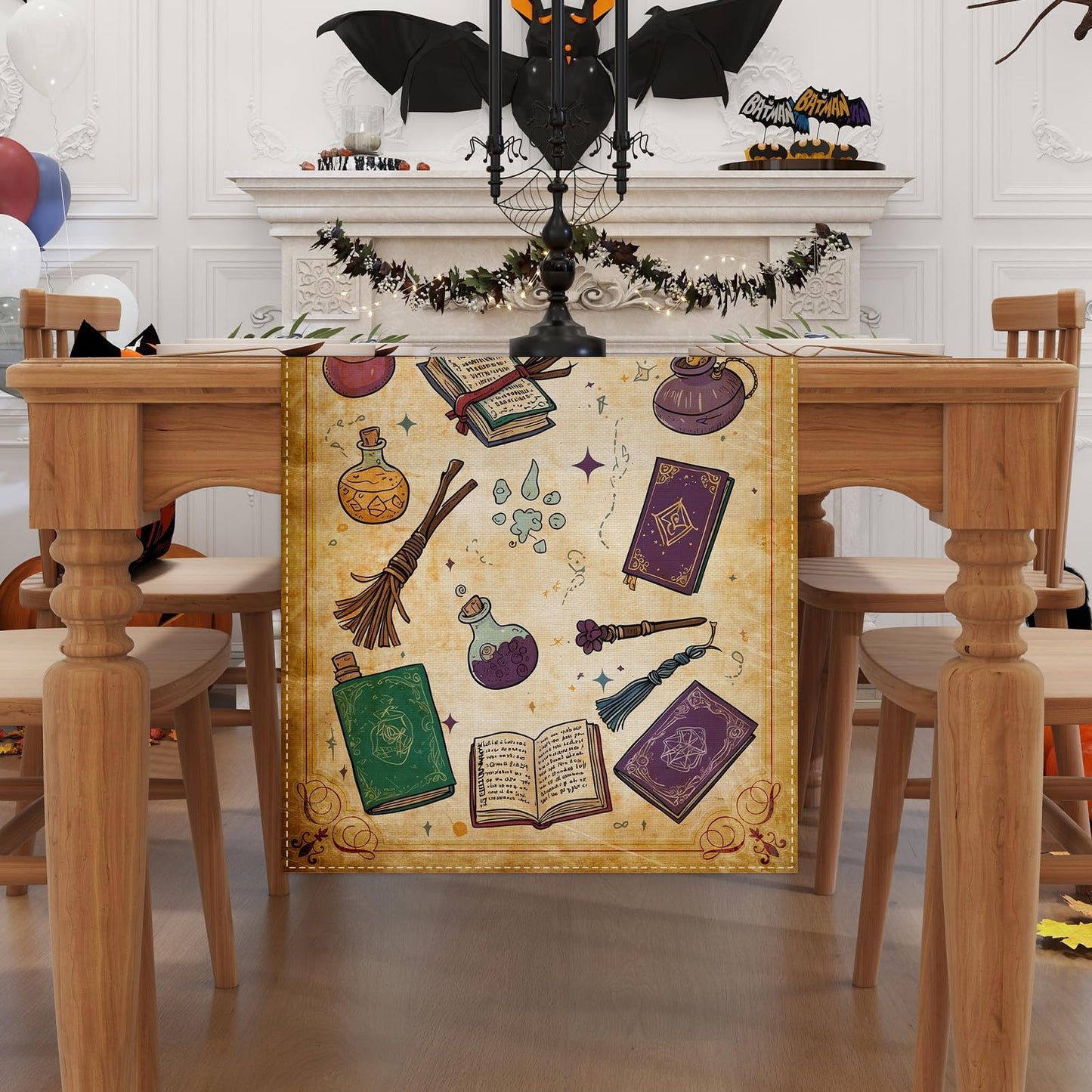 Halloween Table Runner, Halloween Home Kitchen Dining Room Table Decor, Boy Birthday Party Baby Shower Decorations and Supplies for Kids 13x90 Inch