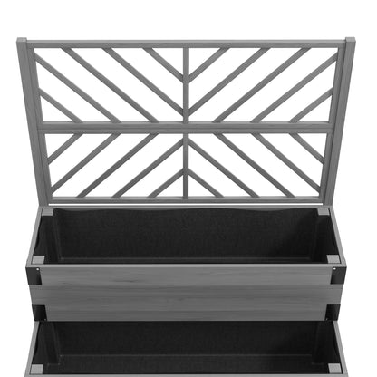 Outsunny 2-Tier Raised Garden Bed with Trellis, Wooden Elevated Planter Box with Drainage Holes, Liners, Metal Corners, Trellis Planter for Climbing Plants, Flowers, Herbs, 42.5" x 25.5" x 55", Gray