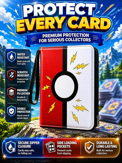 Collectible Trading Card Albums, 400 Card Holders with 50 Removable Sleeves, Portable 4 Pockets Collectible Trading Card Binder, PU Card Collection Binder for MTG, TCG, Sport Card, Game Cards