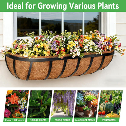 ZeeDix 24 Inch Trough Coconut Liners for Planters (4-Pack) - 100% Natural Coconut Coir Fiber Planter Liners Replacement for Window Boxes, Wall Baskets, Deck Flower Boxes, Garden Railing Fence Troughs