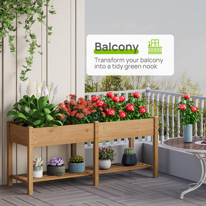 72x24x30.7 Wood Raised Garden Bed with Legs Wooden Planter Box with Storage Shelf Elevated Wood Planter Box for Vegetables Flowers Herbs Garden Planter for Backyard Patio Balcony (Brown, Large)