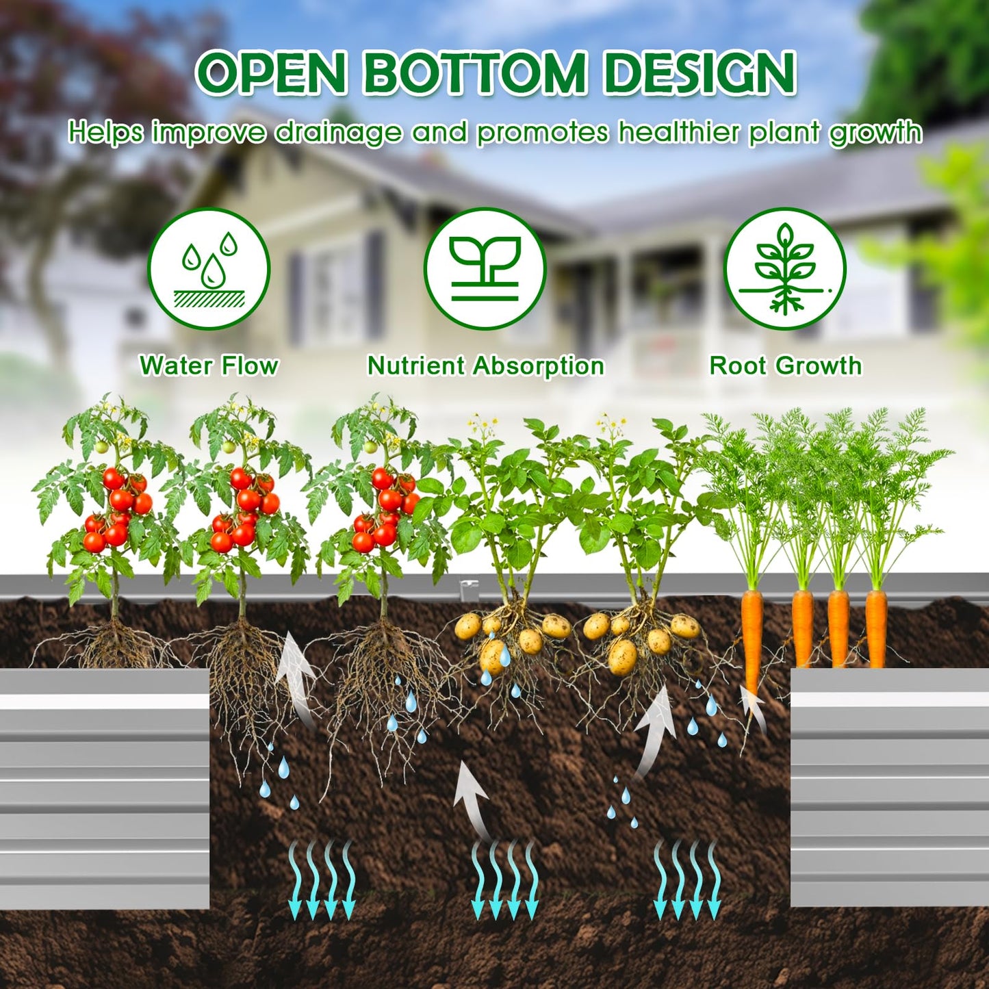 Tegarbed 12x4x1FT Galvanized Raised Garden Bed Outdoor Patio, Large Rectangular Metal Planter Boxes,Plant Container Kit for Gardening, Vegetables, Flowers, Herbs,Silver,1 Pack