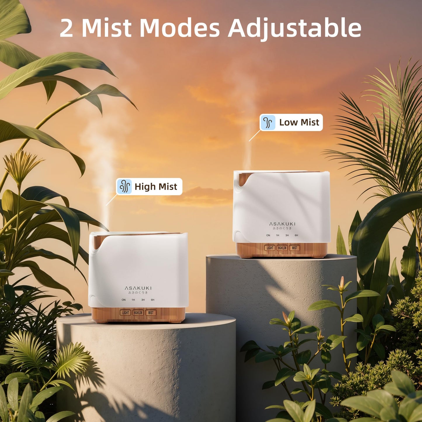ASAKUKI 700 ml Premium Essential Oil Diffuser, 5 in 1 Ultrasonic Aromatherapy Fragrant Oil Vaporizer Humidifier, Timer and Auto-Off Safety Switch, 7 LED Light Colors