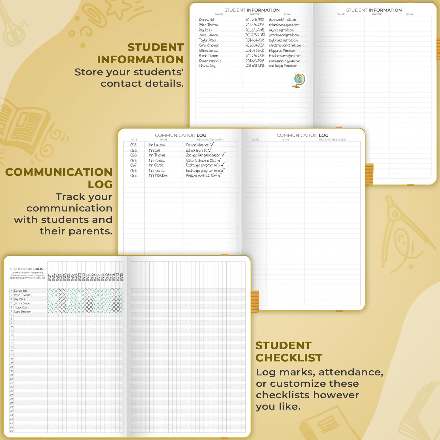 Clever Fox Teacher Planner – School Year Planner with Calendars & Lesson Plans – Teacher Plan Book for Classroom & Homeschool Organization - Undated, A5 Size, Hardcover (Amber Yellow)