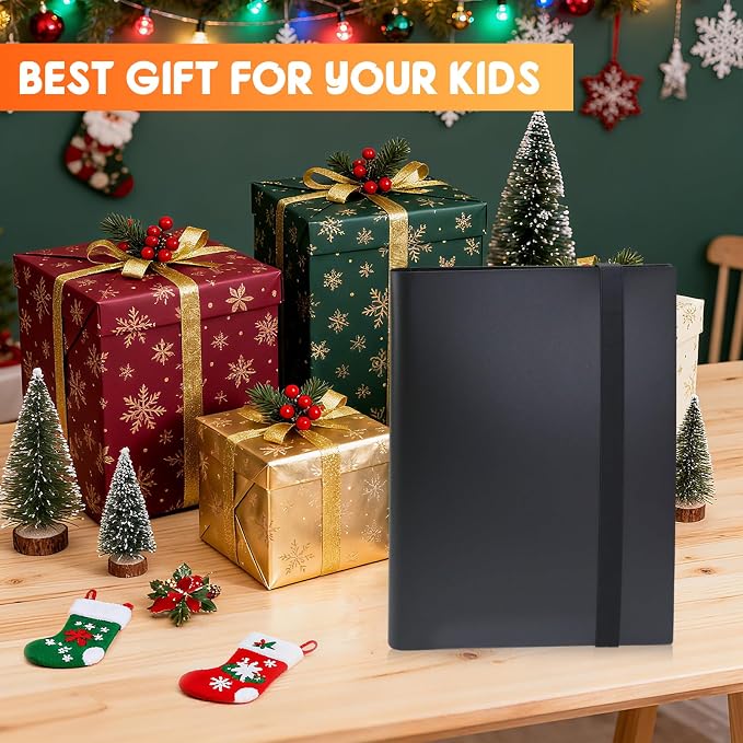 Trading Card Binder 9 Pocket, 360 Card Waterproof Folder with Side Loading Sleeves, Sturdy Card Collection Album for MTG, TCG, Game Cards & Sports Cards (1, Black)