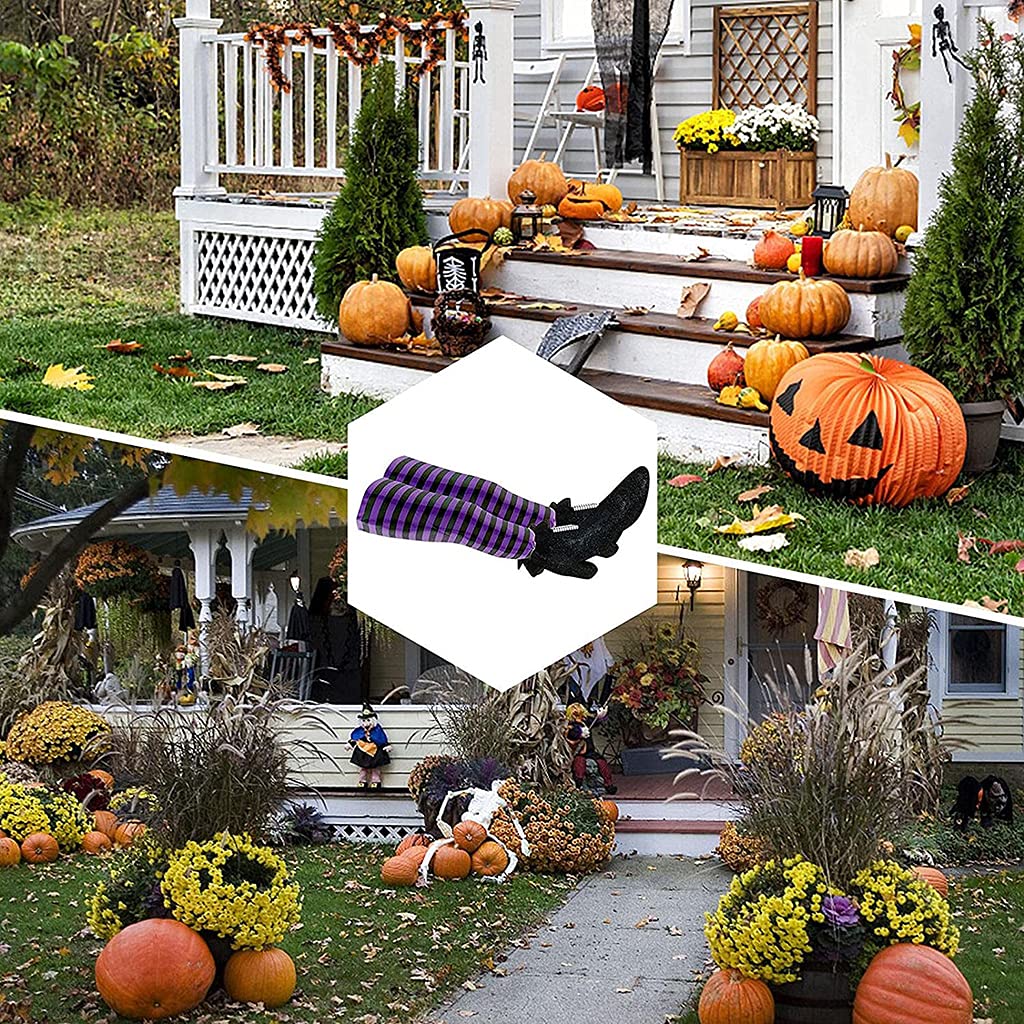 1 Pair Halloween Evil Witch Leg Props Wizard Feet With Boot Stake