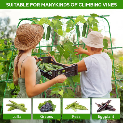Unves Cucumber Trellis for Raised Bed, 63" x 63" Garden Trellis for Climbing Plants Outdoor, U-Shape Arch Cucumber Trellis Plant Grow Support Frame for Vine, Peas, Bean