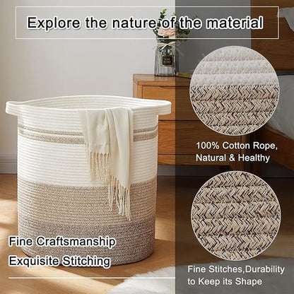 OIAHOMY 120L Laundry Baskets Hamper with Handles, Decorative Basket for Living room, Woven Storage Basket for Toys Bin,Pillows, Blankets, Clothes-20x22.5in-Gradient Yellow