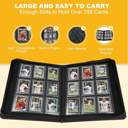 Toploader Binder,Toploader Hard Cases, 9-Pocket Pages Sleeves Hold up 288 Cards.Toploader Card Binder with Sleeves for “3×4” rigid，Card Holder(grey)