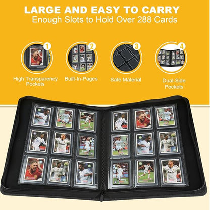 Toploader Binder,Toploader Hard Cases, 9-Pocket Pages Sleeves Hold up 288 Cards.Toploader Card Binder with Sleeves for “3×4” rigid，Card Holder(white)