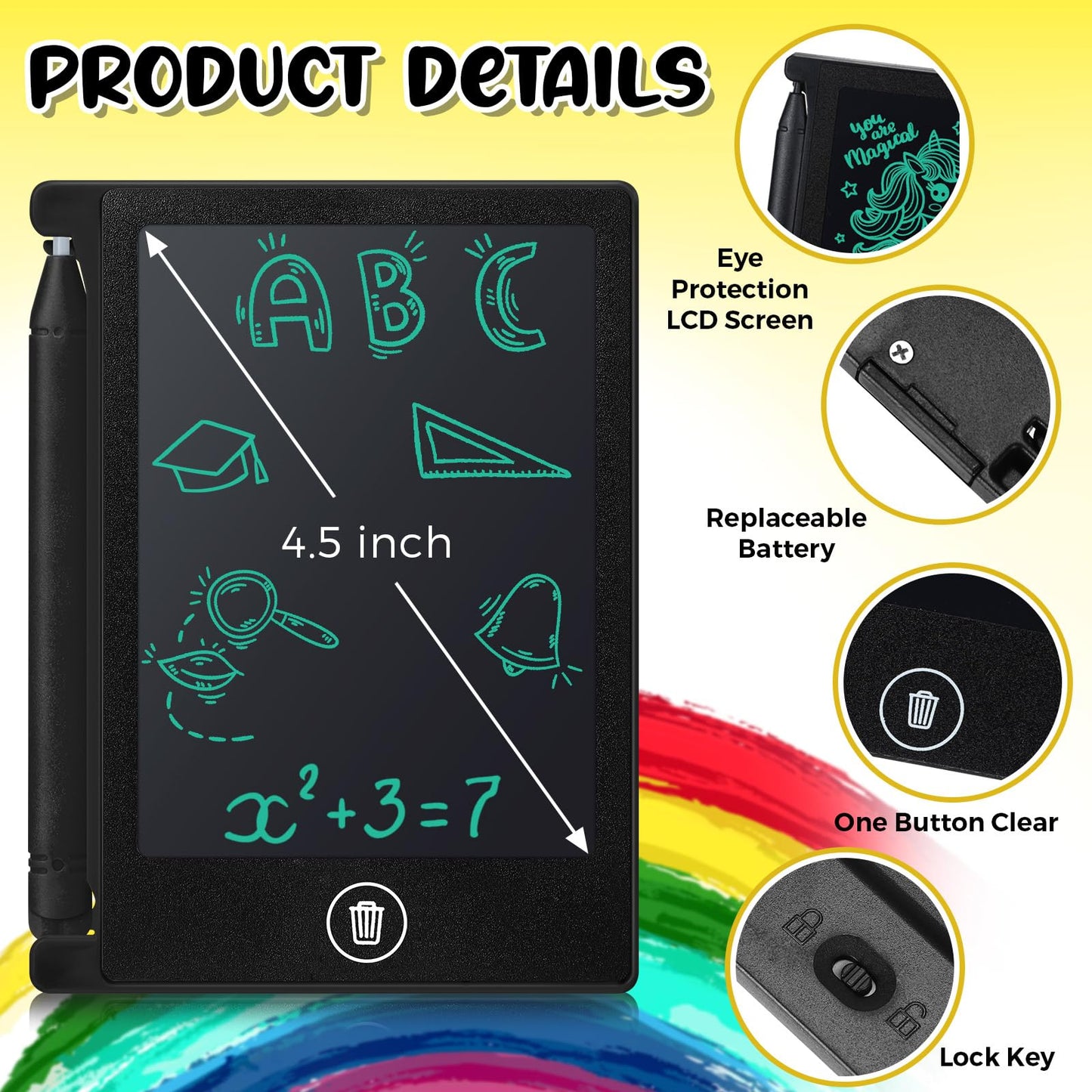 Zhehao 24 Pack LCD Mini Writing Tablet for Kids 4.5 Inch Doodle Board Bulk Erasable Reusable Electronic Drawing Pad Birthday Party Favors Goodie Bag Classroom Gifts(Black)