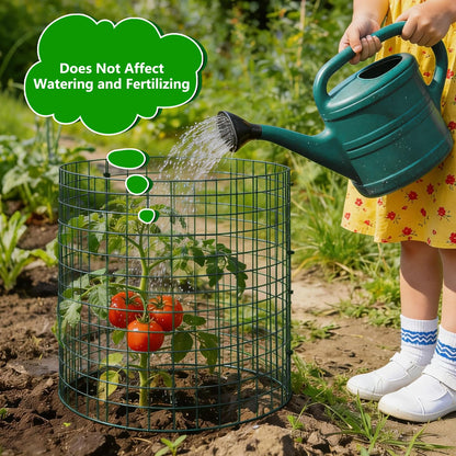 4 Pack Plant Protectors from Animals, 12''x14'' Metal Plant Cages for Outdoor Plants, Garden Plant Protector with Stakes & Zip Ties, Keep Rabbits Squirrels Out, Plant Cage for Flowers Vegetables