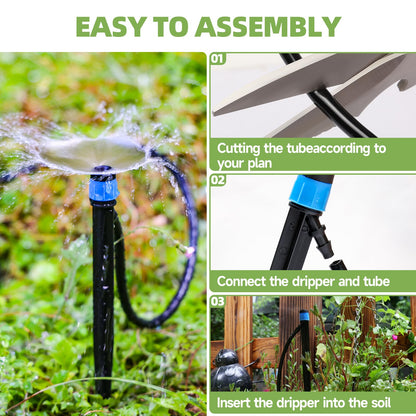 Riboud 60 Pack Drip Irrigation Emitters Sprays for 1/4 Drip Irrigation Tubing, Irrigation System for Garden (30 Pcs Emitters Vortex + 30 Pcs Emitters Stream)