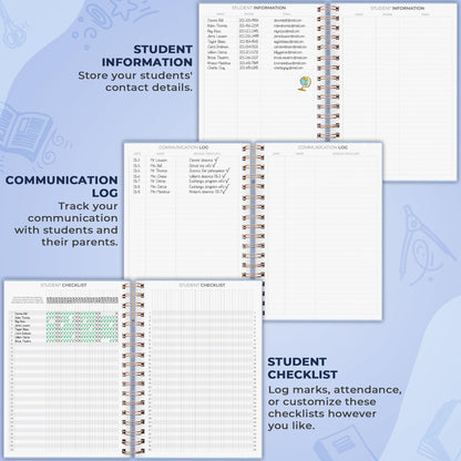 Clever Fox Teacher Planner Spiral – School Year Planner with Calendars & Lesson Plans – Teacher Plan Book for Classroom & Homeschool Organization - Undated, 7.9x10″ (Periwinkle)