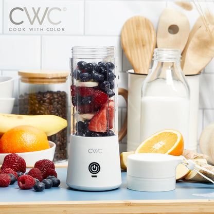 COOK WITH COLOR Mini Portable Blender - 250W Power, 12oz Capacity, Stainless Steel Blade, Wireless/USB Rechargeable, Grey