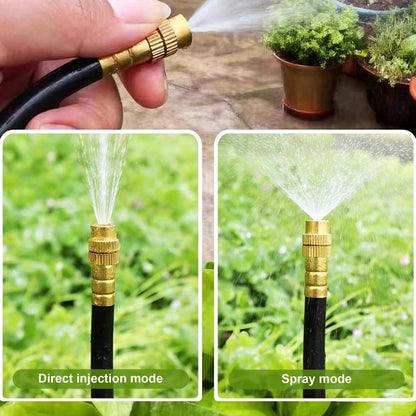 Drip Irrigation System, 2026-Upgrade 50Ft 1/4"Watering Kit with 15 360° Adjustable Copper Nozzles & 3/4" Copper Connector, DIY for Garden, Greenhouse, Pots, Raised Beds & Yard