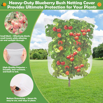 Tetutor 4Ft x 6Ft Blueberry Bush Netting Cover,4 Pack Bird Netting for Blueberry Bushes, Garden Netting Insect Pest Barrier with Drawstring, Plant Fruit Tree Netting Net for Garden Protection