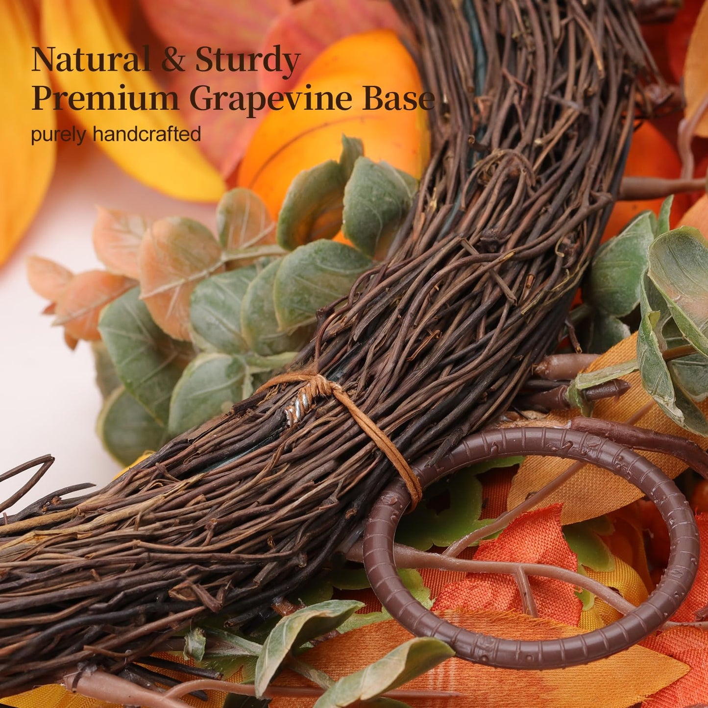 MAINGKAUNG Fall Wreath 22 Inch Fall Wreaths for Front Door with Orange Pumpkins Sunflower Berries Maple Leaf Autumn Wreath for Indoor Outdoor Thanksgiving Harvest Festival Celebrations