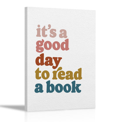 KEUSPI Bookish Decor Reading Nook Wall Decor, Reading Room Corner Decor for Classroom, Library Wall Decor, It's a Good Day to Read a Book Canvas Wall Art 11x14