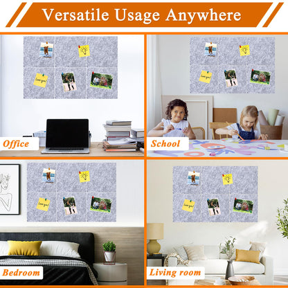 HULAVO Square Felt Cork Bulletin Board Tiles, Self Adhesive DIY Felt Pin Board for Wall 30" x 20" with 35 Pushpins for Office School Home Wall Decor Stickers Memos Photos Display (Light Grey)