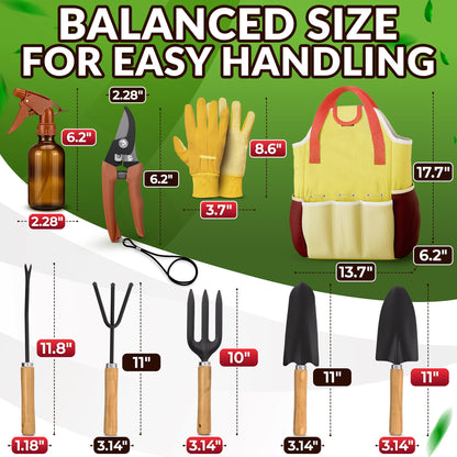 10 Pcs Gardening Tool Set for Women – All-in-One Garden Tools Set with Handy Tote Bag, Ergonomic Design & Rust-Resistant Steel – Gardening Tools for Women for Easy Garden Care & Gifts for Plant Lovers