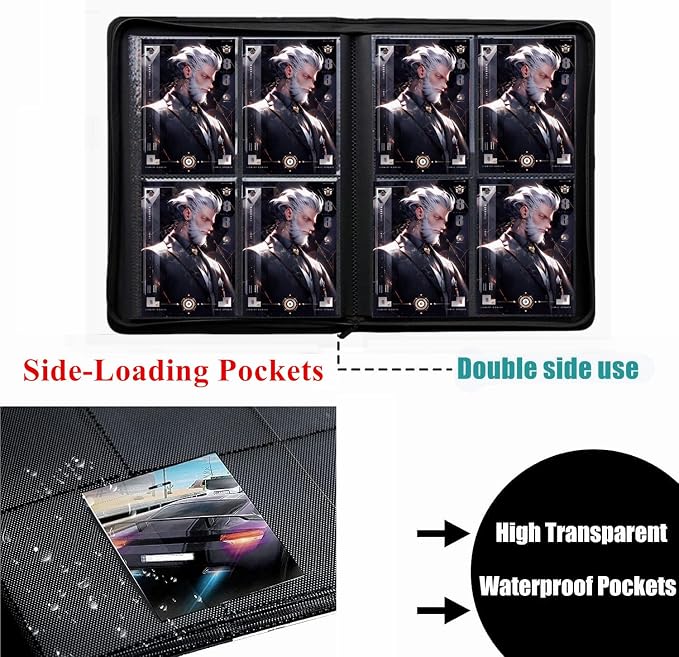 Trading Card Binder 4 Pocket, 240 Pockets Ringless PU Cover Card Collection Binder, Double Sided Card Binder Collector Album, Card Folder for MTG, TCG, Sports Cards, Game Card (White, 4Pockets)