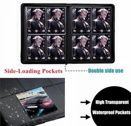 Trading Card Binder 4 Pocket, 240 Pockets Ringless PU Cover Card Collection Binder, Double Sided Card Binder Collector Album, Card Folder for MTG, TCG, Sports Cards, Game Card (White, 4Pockets)