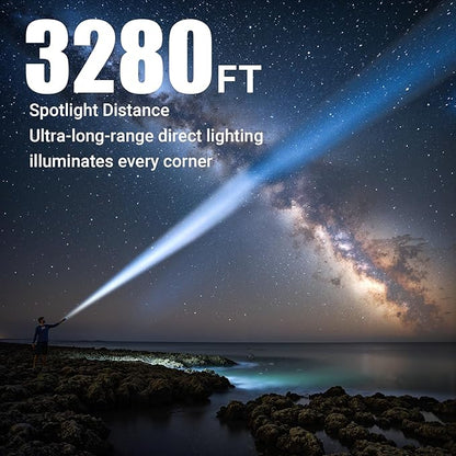 RECHOO Rechargeable Flashlight 2 Pack, Super Bright Flashlights High Lumens 99000, Fixed Foucs, 8 Lighting Modes IP65 Waterproof Flashlight for Camping Essential, Hunting, Emergency, Gifts for Men
