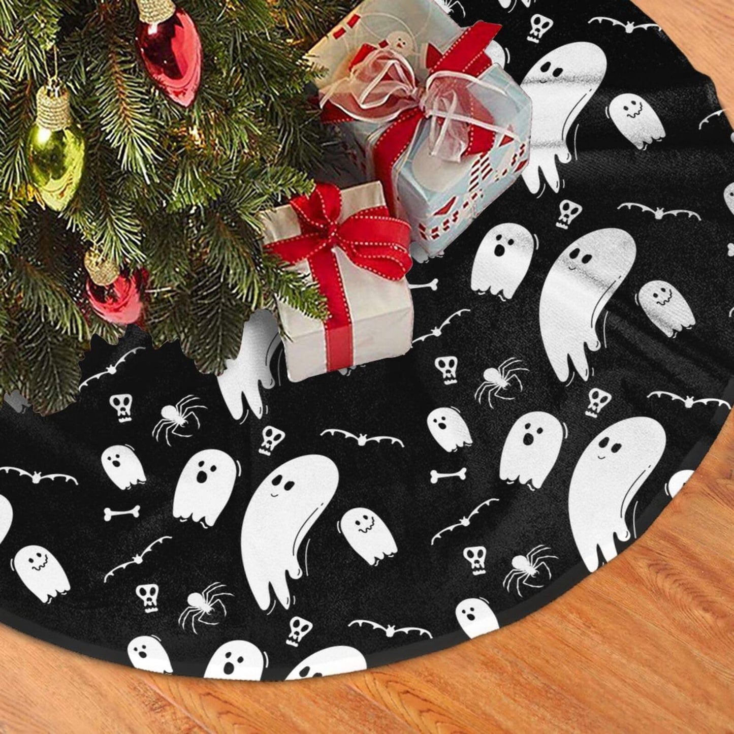 Halloween Ghost Christmas Tree Skirt 36 Inches Home Decoration New Year Holiday Party Xmas Ornaments Tree Mat