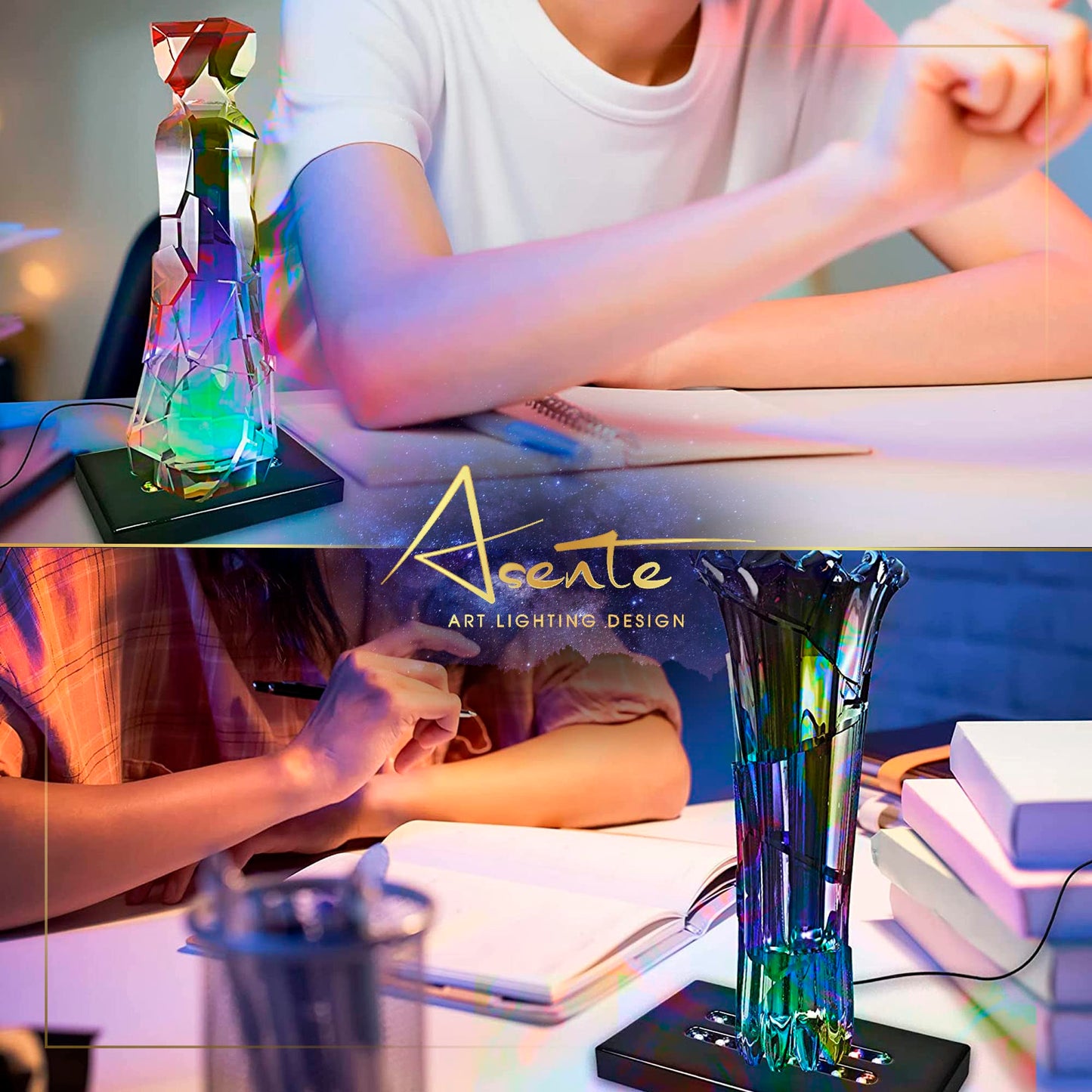 ASENTE 4 LED Display Base - Light Base for Glass Art - Lighted Glass Display and LED Base Light for Crystals, Figurines, and More - Lighted Display Stand w/ White Lights